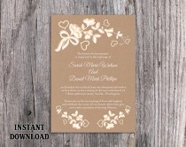 wedding photo -  DIY Lace Wedding Invitation Template Editable Word File Download Printable Rustic Wedding Invitation Burlap Vintage Floral Invitation