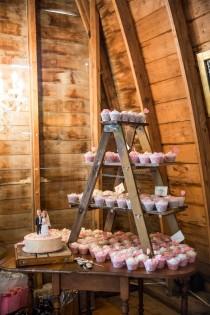 wedding photo - Rustic Wooden Ladder Cupcake Table Display