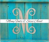 wedding photo - Wooden Monogram Letter "M" - Large or Small, Unfinished, Cursive Wooden Letter - Perfect for Crafts, DIY, Weddings - Sizes 1" to 42"