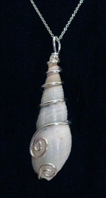 wedding photo - Virginia Beach Shell With A Curly .925 Sterling Silver Wire Wrapping Necklace