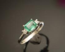 wedding photo - World-class Zambian Emerald Ring - Emerald Engagement Ring - African Emerald Gemstone Green Emerald Accent Ring