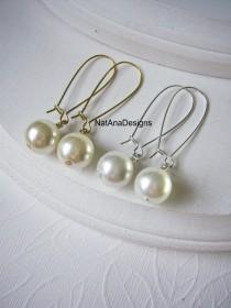 wedding photo - One Pearl Dangle Earrings/White Pearl Earrings/Ivory Pearl Earrings/Long Dangle One Pearl Earrings/Birthstone Jewelry/Birthstone Earrings