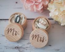 wedding photo - Mr. & Mrs. Ring Box Set, Engraved Wedding Ring Box, Wooden Ring Box, Wedding Gift, Ring Bearer Box, Engraved Wooden Box, Bridal Shower Gift,