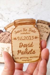 wedding photo - Wood Save-the-Date Magnets, Mason Jar Magnets, Wooden Save The Date Magnets, Engraved Magnets, Rustic Save The Dates
