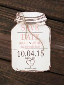 wedding photo - Mason Jar Save the Dates with kraft envelopes- 80
