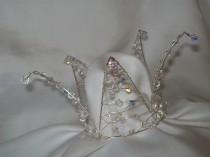 wedding photo - Handmade swarovski dainty bridesmaid flowergirl bun crowns/cake topper/tiara / bridal
