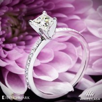 wedding photo - 14k White Gold Benchmark LCPA1 Small Pave Diamond Engagement Ring