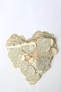 wedding photo - Vintage Book Paper Heart Confetti, medium size