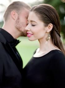 wedding photo - Head-to-Toe Black Makes For An Ultra Chic Engagement Session