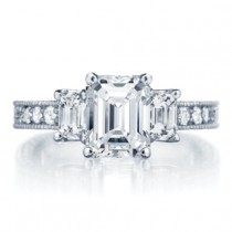 wedding photo -  Moissanite Rings, Emerald Moissanite Diamond Vintage Style Engagement Ring, Vs Diamond, For Sale, Three Stone Jewelry, Anniversary Gifts