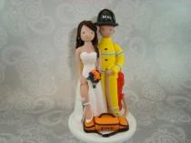 wedding photo - Custom Handmade Firefighter & EMT Nurse Wedding Cake Topper