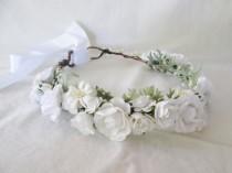 wedding photo - Flower  crown, flower tiara, mulberry flowers,  flower girl, bridesmaid headband. Wedding hair accessory
