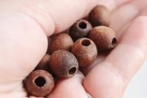 wedding photo - 13 mm Wooden textured beads 25 pcs with big hole - 5 mm - natural, ECO-FRIENDLY beads - welded in olive oil