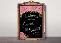 wedding photo -  Wedding Welcome sign Welcome to our wedding Printable Custom Wedding Sign Chalkboard modern floral wedding sign Welcome Poster idw25