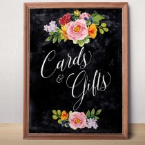 wedding photo -  Wedding cards and gifts sign Wedding Chalkboard sign Cards and Gifts wedding printable Wedding decor Floral cards gifts sign Digital sign