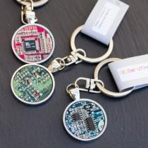 wedding photo - Geeky Keyring - Men's, Circuit board Keychain, recycled, gift for him, computer nerd gift, repurposed, gift for man