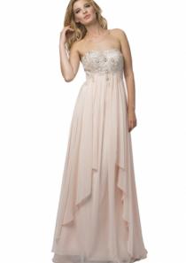 wedding photo -  Sleeveless Strapless Crystals Chiffon Ruched Pink Floor Length A-line