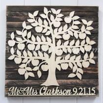 wedding photo - Personalized Wedding Guest Book Wooden Sign  for 200 guest - Bridal Shower Gift, Rustic Wall Decor, Custom Family Tree, Wall Art,
