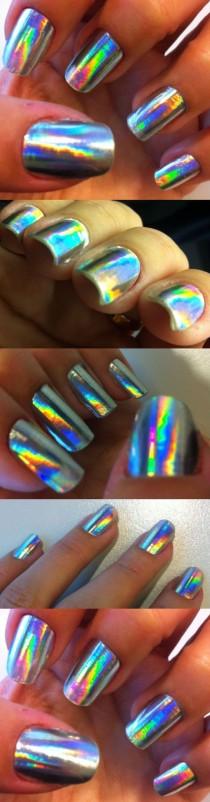 wedding photo - Nails Of The Week - Silver Holographic Nail Foils