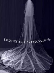 wedding photo - IVORY , White or Diamond white 2 tier Cathedral veil with Swarovski crystals