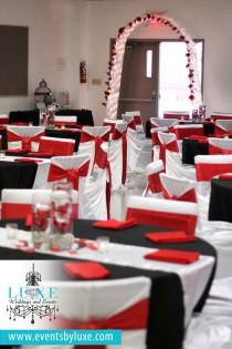 wedding photo - Red, Black And White Wedding Ceremony And Backdrop Decor 