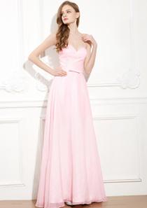 wedding photo -  Sweetheart Floor Length Chiffon Zipper Ruched Sleeveless Ruched Pink