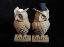 wedding photo - His and Hers Owl Cake Toppers Indie Wedding 3D Printed