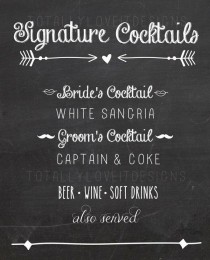 wedding photo - Chalkboard Signature Drink Sign - Signature Drink- Signature Cocktail - Chalkboard Wedding Cocktail Menu Printable- Chalkboard S'mores Menu