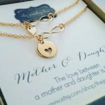 wedding photo - mother of the bride gift from bride / mob jewelry / mother and daughter heart bracelets, infinity symbol, wedding day