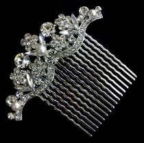 wedding photo - Bridal Hair Comb, Art Nouveau Wedding, Swarovski Crystal Headpiece, Pearl Hair Jewelry, GRAND