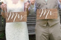 wedding photo - Mr And Mrs Chair Signs - Without Laurels - Wooden Wedding Signs - Wood