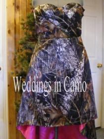 wedding photo - CAMO dress+high low hemline+corset back+camo and solid color options