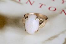 wedding photo - Art Nouveau Opal Engagement Ring, Antique Opal Ring, 14k Gold Natural Opal Ring, Victorian Opal Ring, 5.9ct Opal Ring, Edwardian Opal Ring