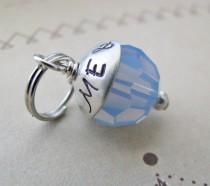 wedding photo - something blue bouquet charm - with personalized bead cap