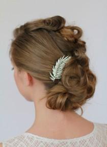 wedding photo - Crystal Leaf Hair Comb, Rhinestone Leaves Bridal Hairpiece , Encrusted Crystal Bridal Hair Comb , Sparkle Comb, Wedding Hair Accessories