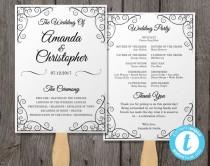 wedding photo - Vintage Wedding Program Fan Template, Fan Wedding Program Template - Instant Download - Edit in Our Web App