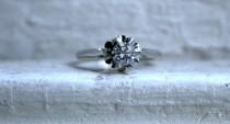 wedding photo - Antique Platinum Solitaire Diamond Engagement Ring - 0.50ct.