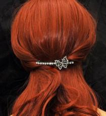 wedding photo -  Butterfly Hair Barrette, Crystal Hair Clip, Butterfly Headpiece, Hair Accessories, Hair Jewelry