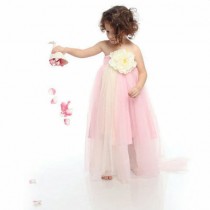 wedding photo - Pink and Ivory Dress, Girl Gown, Kid Dress, Toddler Dress, Fairy dress, Princess dress, Tutu Dress, Flower Girl Dress