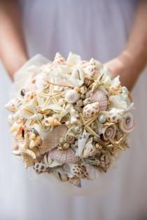 wedding photo - beach inspired shell bouquet