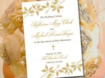 wedding photo - Catholic Wedding Program Template - Printable Fold Over Ceremony Program "Enchanted" Gold Order of Ceremony - Printable Program Download