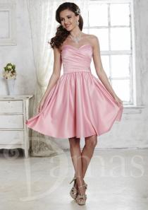 wedding photo -  Sweetheart Pink A-line Sleeveless Lace Up Knee Length Satin Ruched