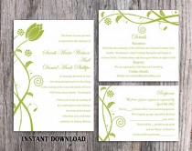 wedding photo -  DIY Wedding Invitation Template Set Editable Word File Instant Download Printable Invitations Green Wedding Invitations Flower Invitation