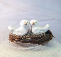 wedding photo - Bird Wedding Cake Topper LoveBirds - Cute Wedding Decor - Choice of Colors