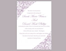 wedding photo -  DIY Wedding Invitation Template Editable Word File Instant Download Printable Invitation Lavender Invitation Purple Elegant Invitation