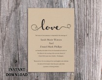 wedding photo -  DIY Burlap Wedding Invitation Template Editable Word File Download Printable Rustic Wedding Invitation Heart Invitation Elegant Love Invite