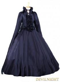 wedding photo -  Black Long Sleeves Gothic Victorian Dress with Lace Cape