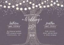 wedding photo - Garden Lights - Customizable Wedding Invitations in Purple by Hooray Creative.