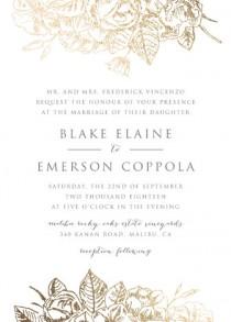 wedding photo - Gilded Wildflowers - Customizable Foil-pressed Wedding Invitations in Gold by Smudge Design.