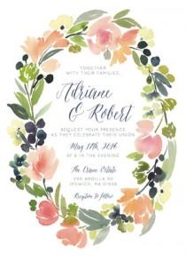 wedding photo - Watercolor Wreath - Customizable Wedding Invitations in Pink by Yao Cheng.